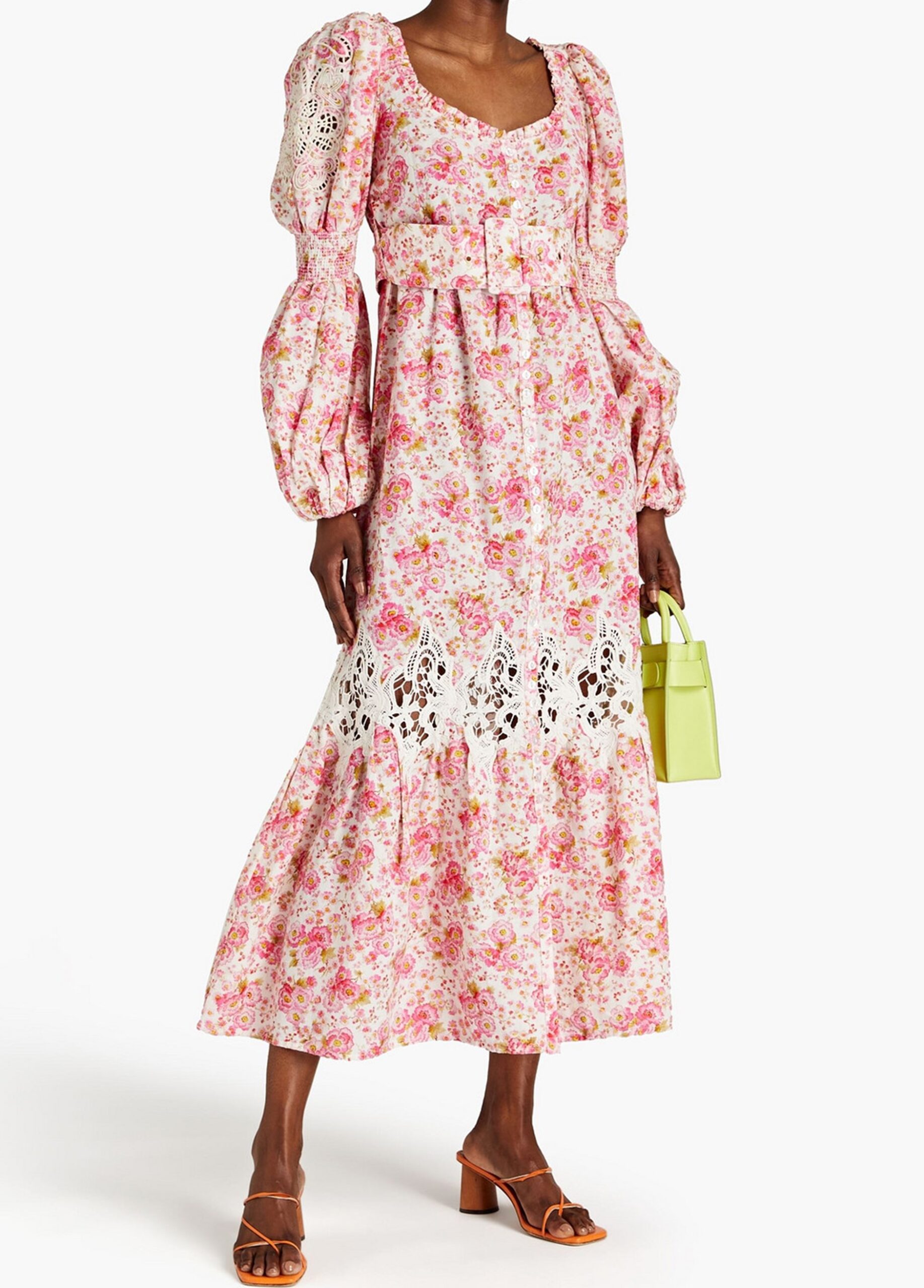 BYTIMO - Guipare Lace-Trimmed Floral