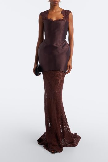 De La Vali - Hecate Lace and Twill Bustier Gown